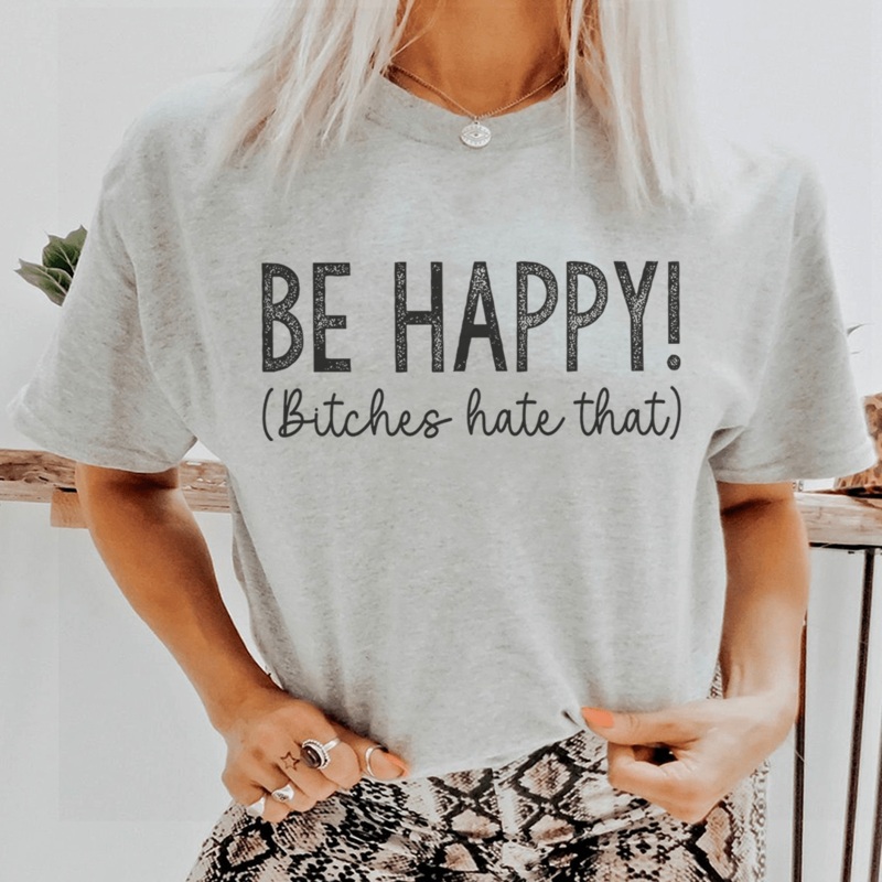 Be Happy Tee Athletic Heather S