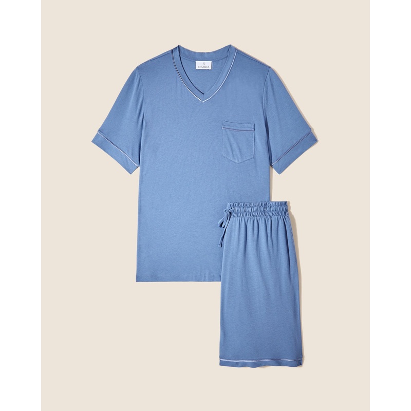 Conjunto De Pijama Para Hombre Con Camisa De Manga Corta Y Pantalones Cortos Luzerne Blue/Luzerne Blue S