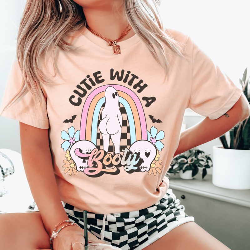 Cutie With A Booty Tee Heather Prism Peach S