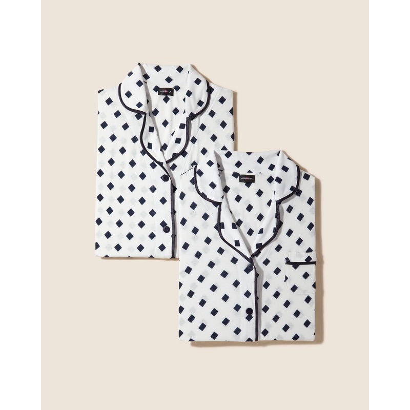 Printed 4 Piece Ultimate PJ Pack Diamond White/Navy XS