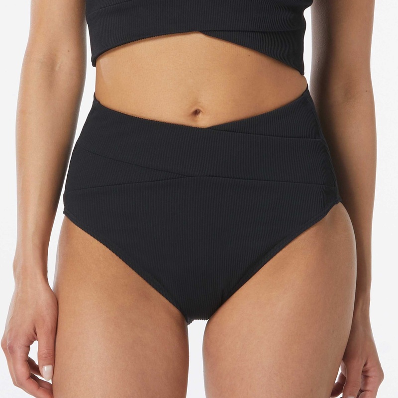Ribbed Solids V-Waist Bikini Brief – H1C009 – Black BLACK 04