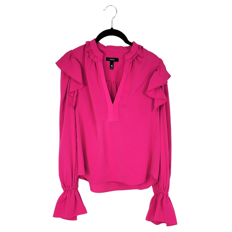 Hot Pink Long Sleeve Ruffle Top – Small And Medium Small (Size 4-6)