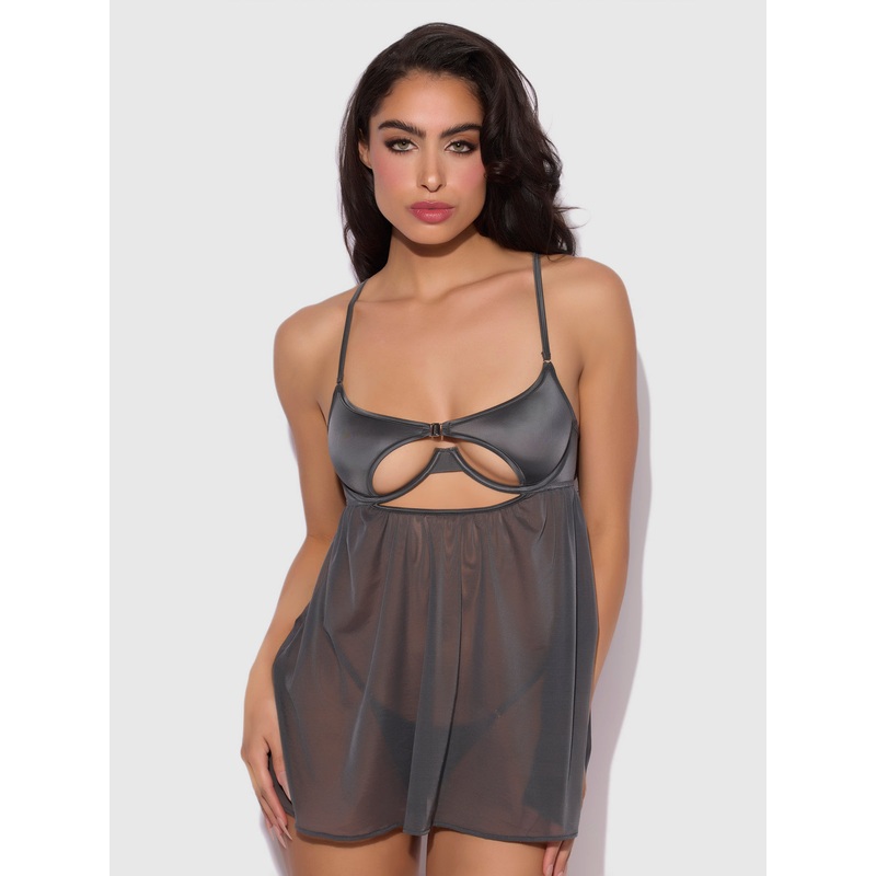 Neev Oil Slick Openable Cup Underwire Babydoll Graphite S