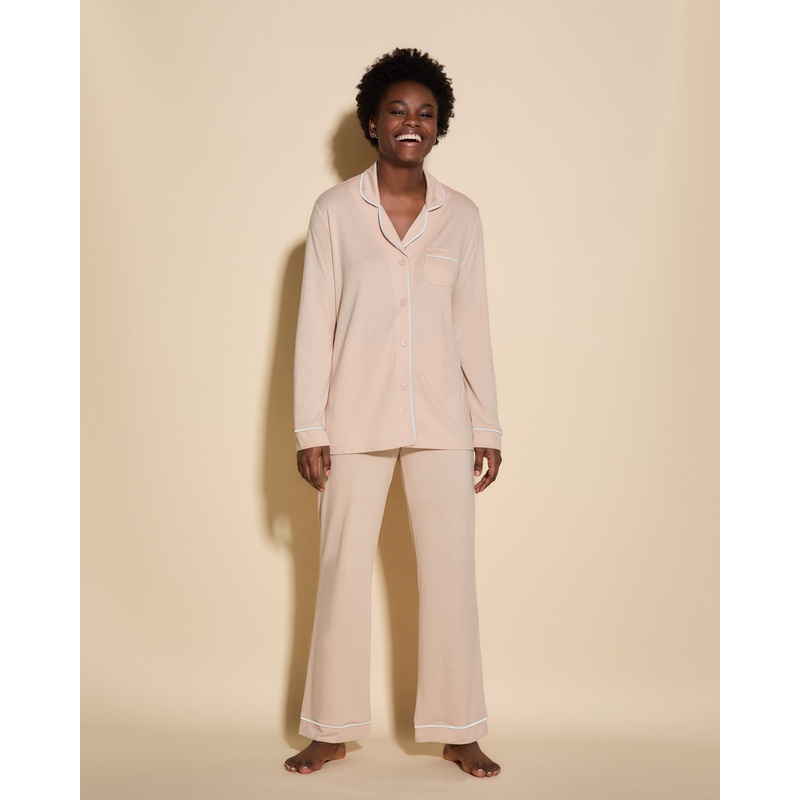 Pigiama Con Top A Maniche Lunghe E Pantaloni Camel/Moon Ivory XS