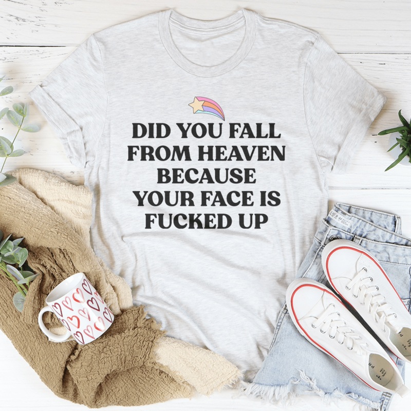 Did You Fall From Heaven Tee Black Heather S