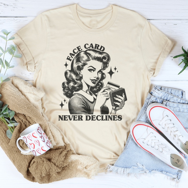 Face Card Never Declines Tee Heather Prism Peach S