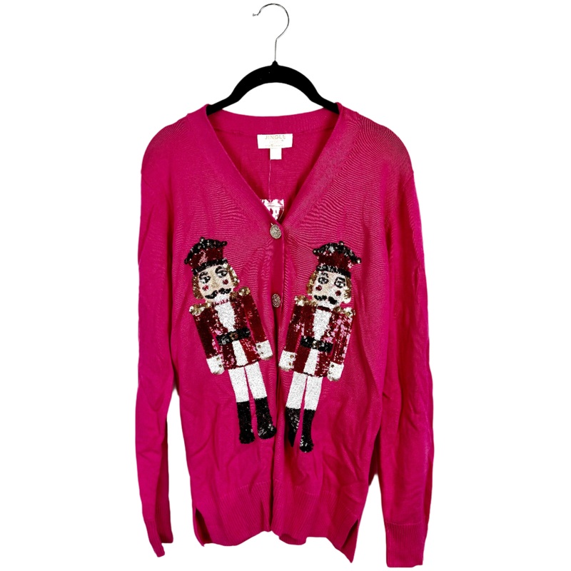 Hot Pink Nutcracker Sequin Holiday Cardigan – Size 4/6
