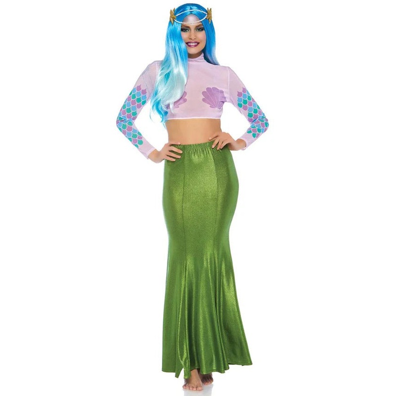 Shimmer Spandex Mermaid Costume Maxi Skirt – Medium-Large – Green