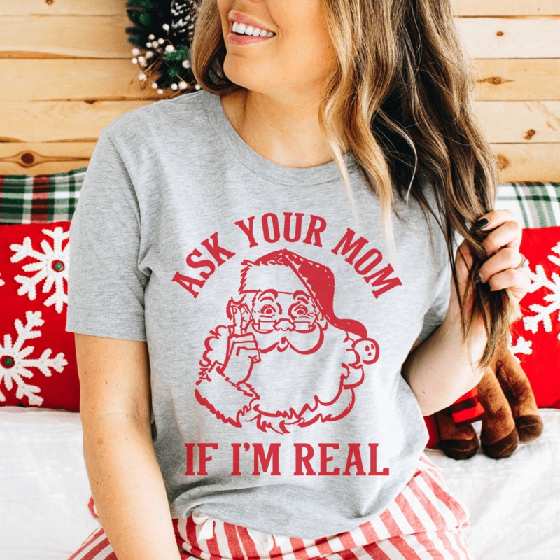 Ask Your Mom If I’m Real Tee Athletic Heather S