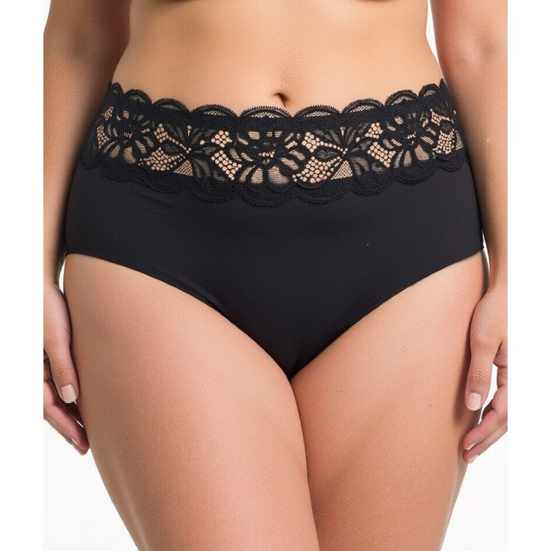 Ava & Audrey Tilly Microfibre & Lace Full Brief – Black M