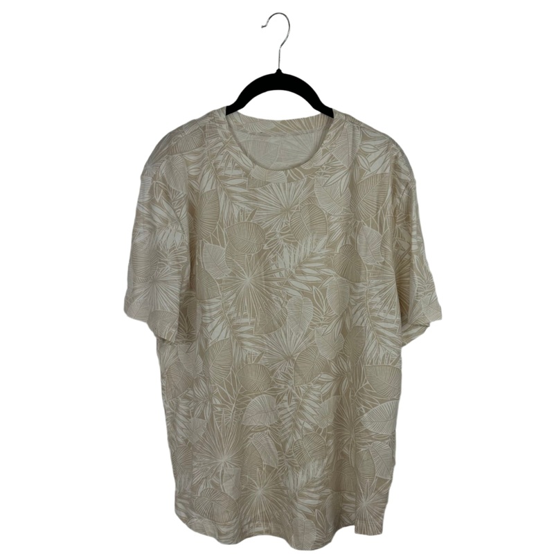 Beige Brown Tropical Print T-Shirt – Large