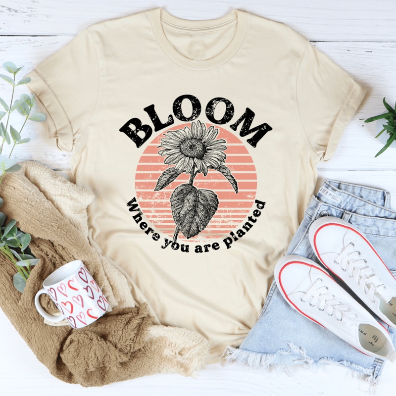 Bloom Where You Are Planted Tee Heather Dust S