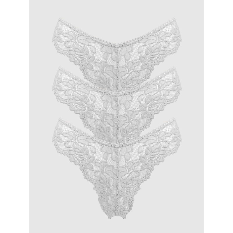 Jessica Lace Tanga 3 Pack White S