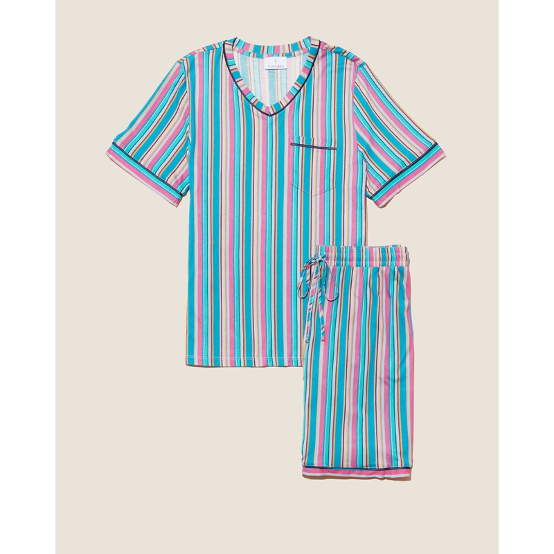 Pigiama Da Uomo Con Top  Maniche Corte E Pantaloncini Bold Stripe S