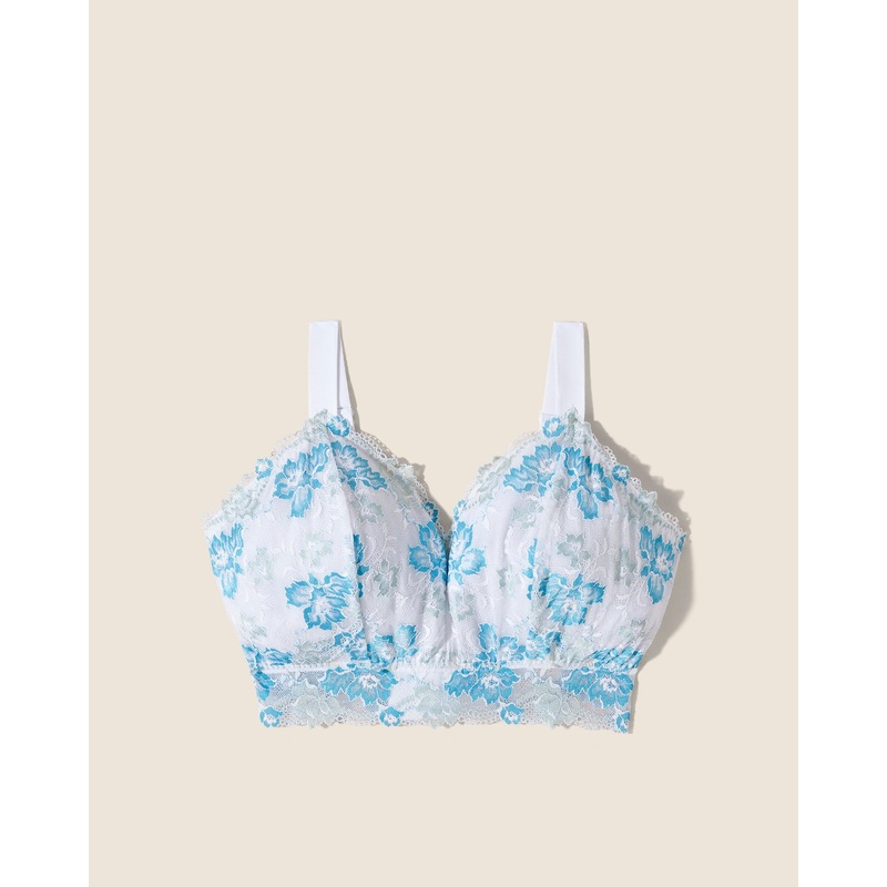 Super Curvy Longline Bralette White/Verde Umbria/Constance Blue XS