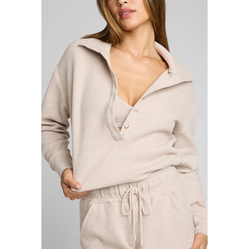 Waffle Knit Pullover in Sand XS Sand Single
