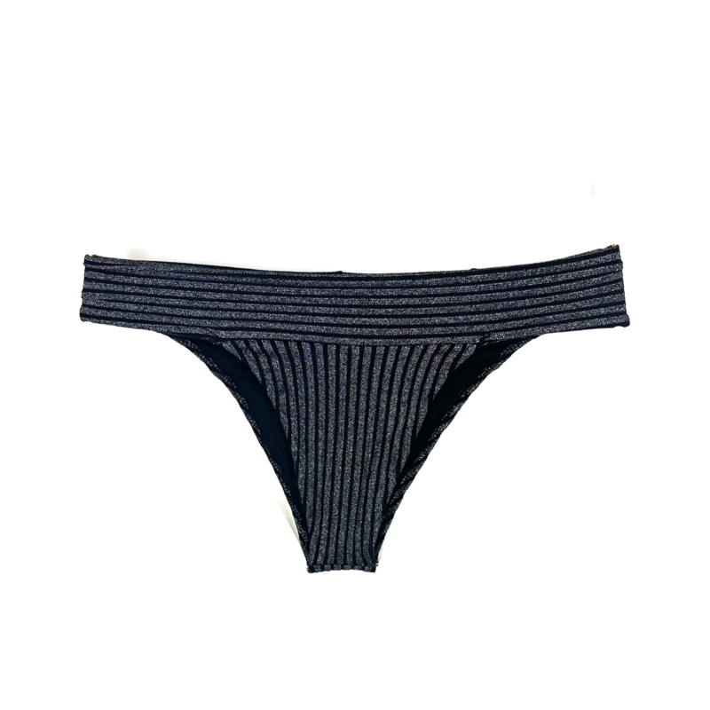 Black Metallic Cheeky Bikini Bottom – XL, XXL, XXXL Extra Large