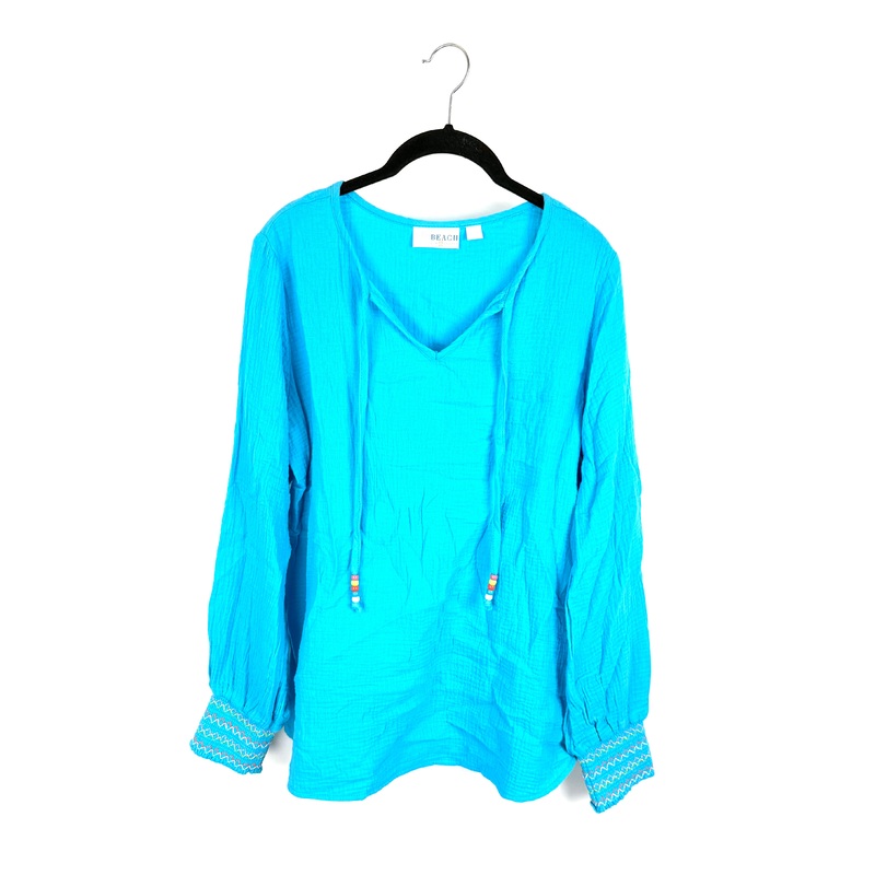 Bright Blue V-Neck Long Sleeve Top – Size 6/8
