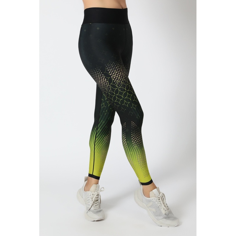 CELESTIAL WAVE ULTRA HIGH LEGGING SILK PIXELATION NERO BISTRO GRN XS