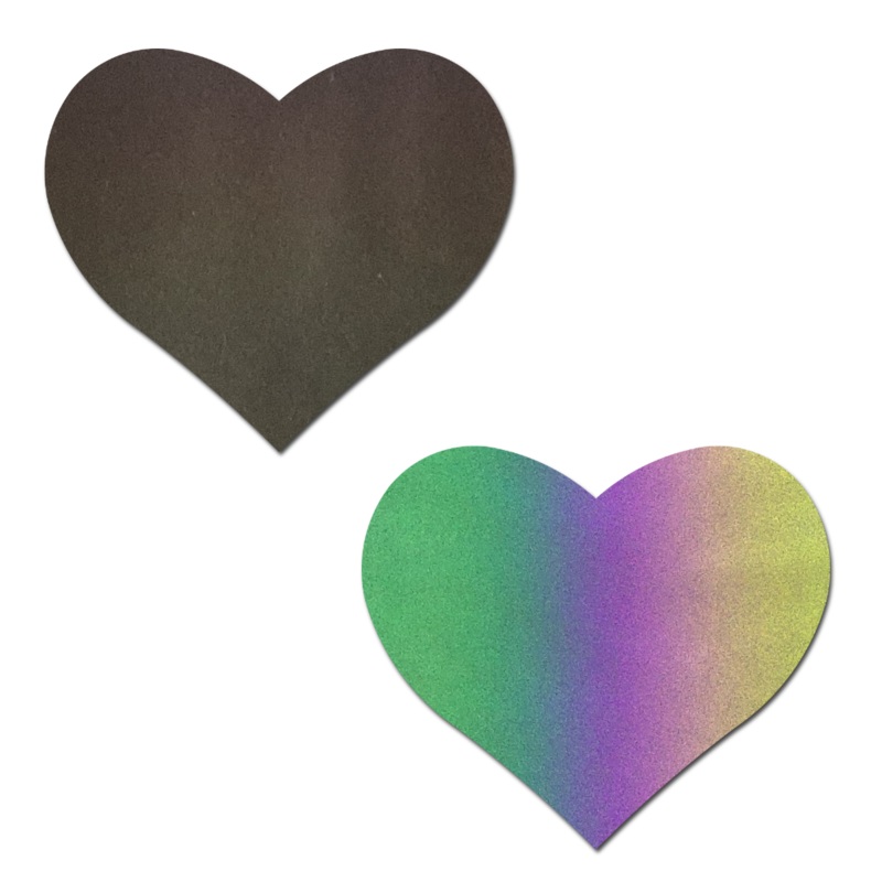 Love: Reflective Rainbow Heart Nipple Pasties by Pastease o/s Rainbow