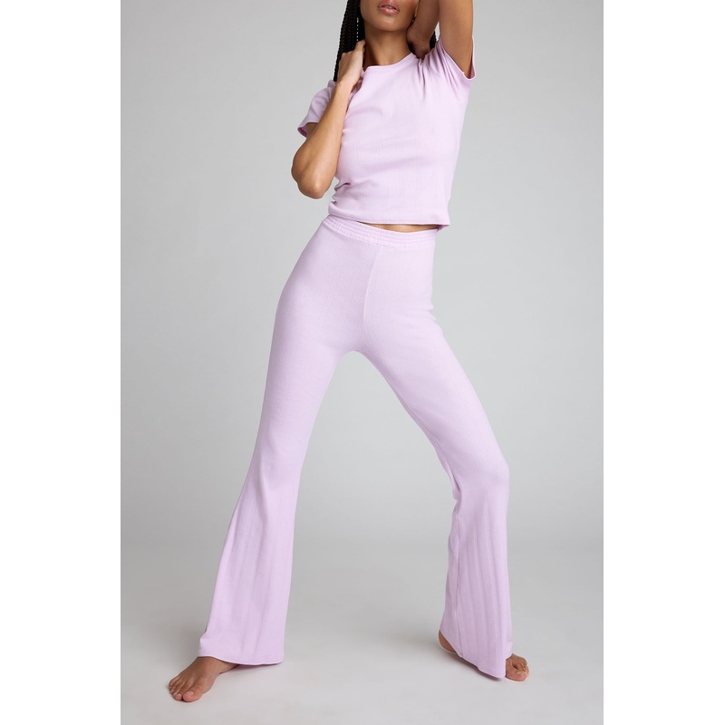 Pointelle Flare Pant in Lilac XS Lilac Single