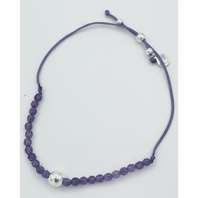 Purple Beaded Adjustable Bracelet