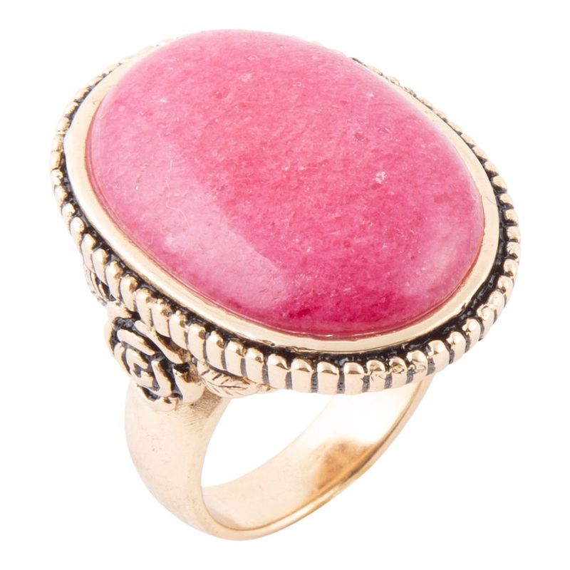 Rosie Pink Rhodonite and Golden Bronze Ring 7