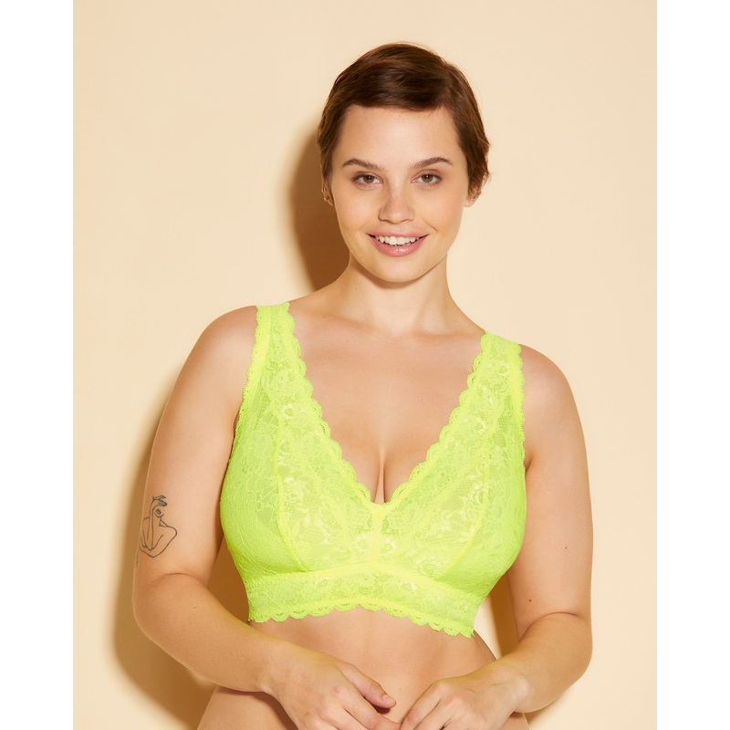 Super Curvy Plungie Longline Bralette Neon Yellow XS