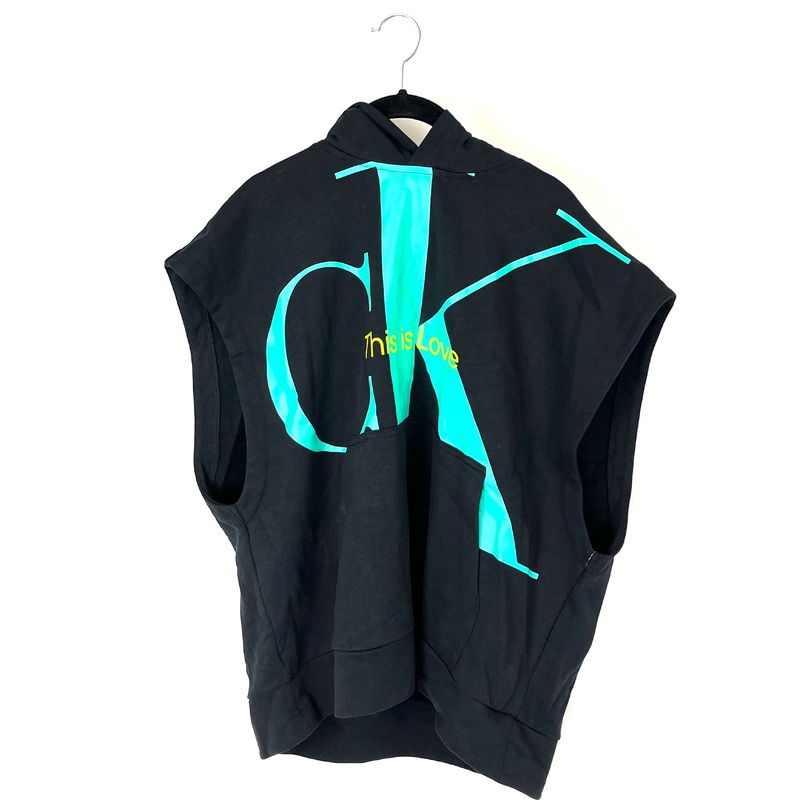 MENS Black Sleeveless Hoodie – Medium