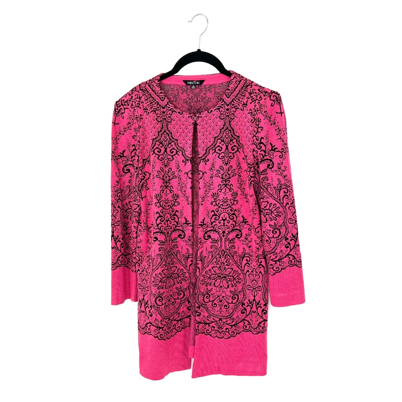 Pink And Black Paisley Print Cardigan – Size 2-4