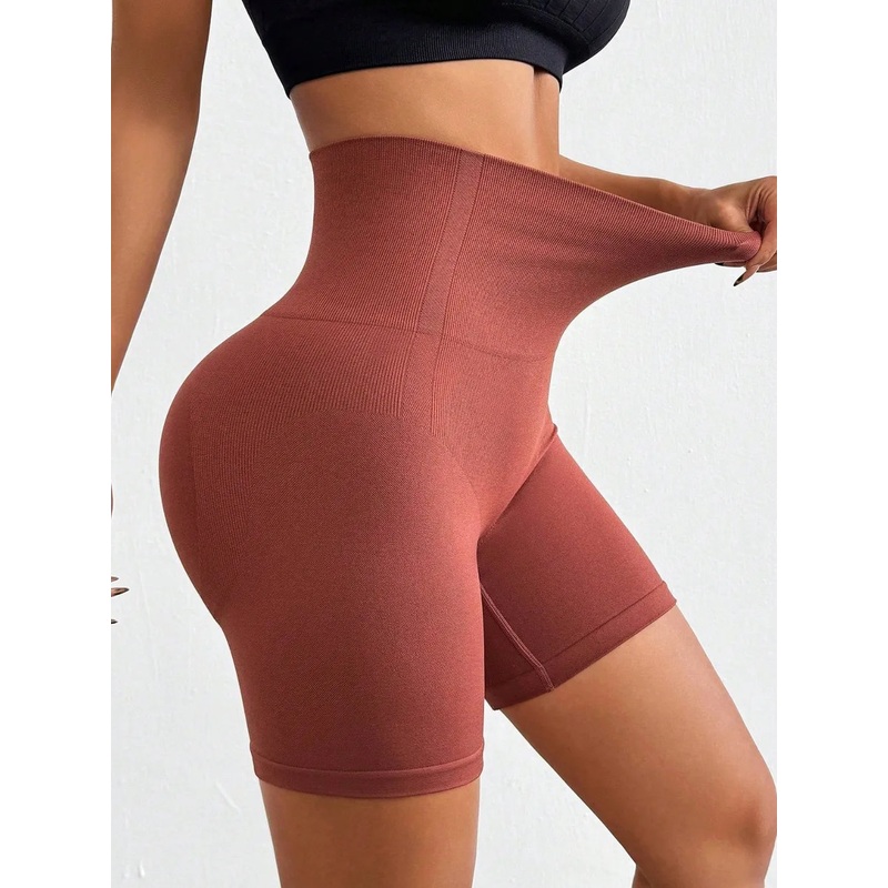 Seamless High Waist Active Shorts Rust S