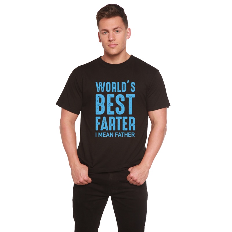 World’s Best Farter Men’s Bamboo Viscose/Organic Cotton Short Sleeve Graphic T-Shirt Medium Black