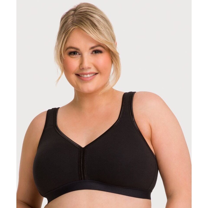 Ava & Audrey Faye Cotton Wire-free Support Bra – Black 38C