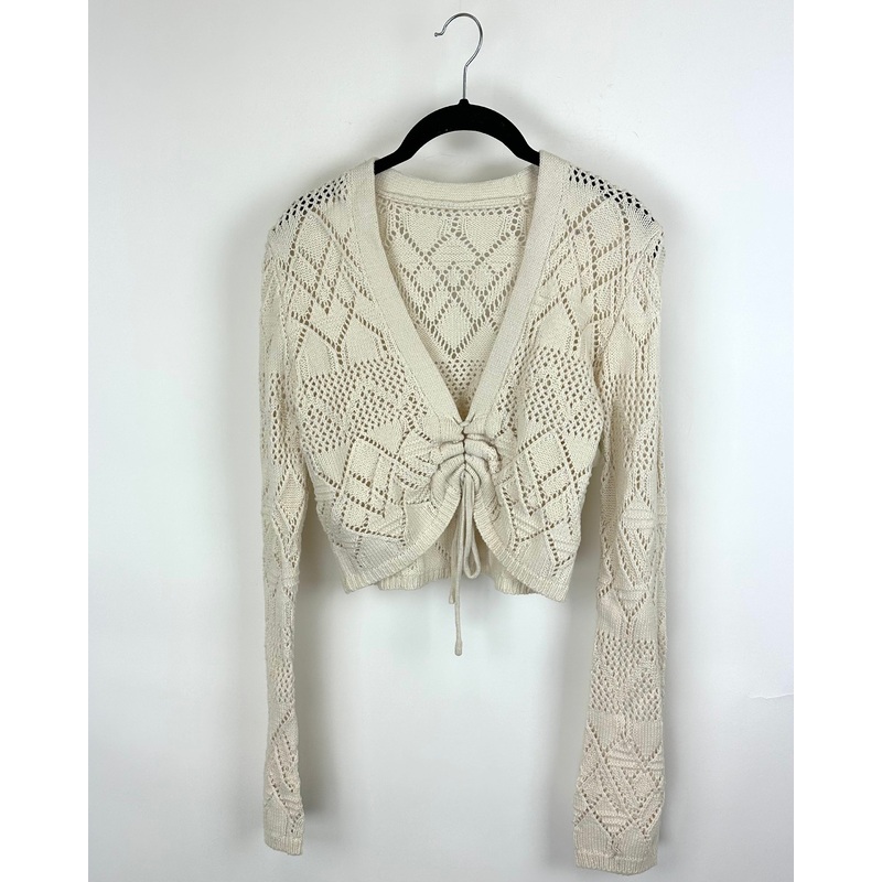 Beige Crochet Cropped Sweater – Size 2/4