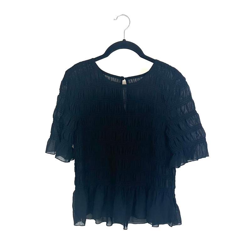 Black Smocked Short Sleeve Top – Size 4