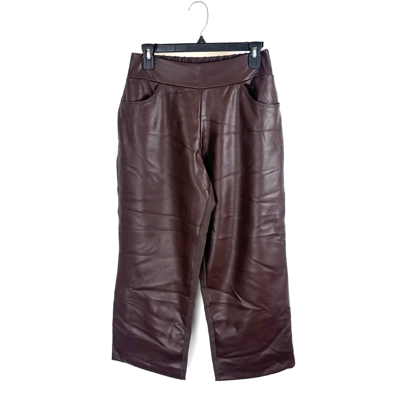 Brown Two Material Faux Leather Pant- Size 12