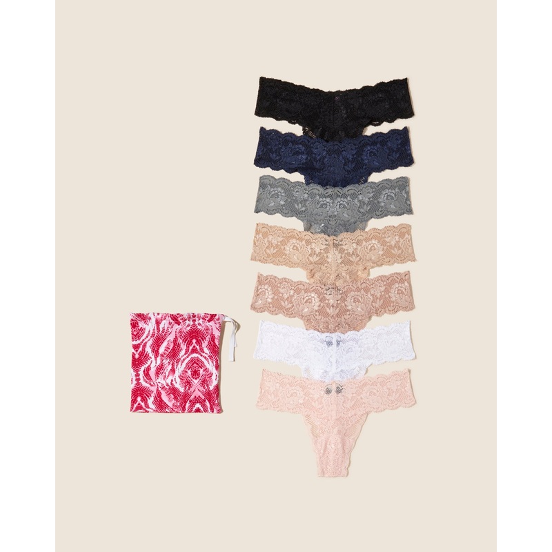 Cutie Lr Thong 7 Pack Pordenone Bright Grenadine/ Bright Grenadine One Size