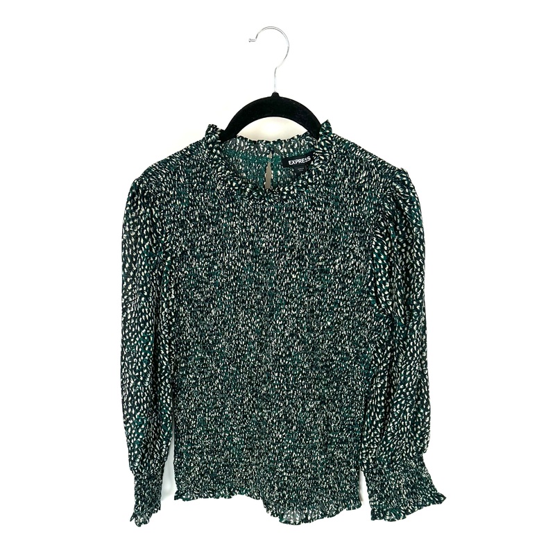 Green Cheetah Print Blouse – Small