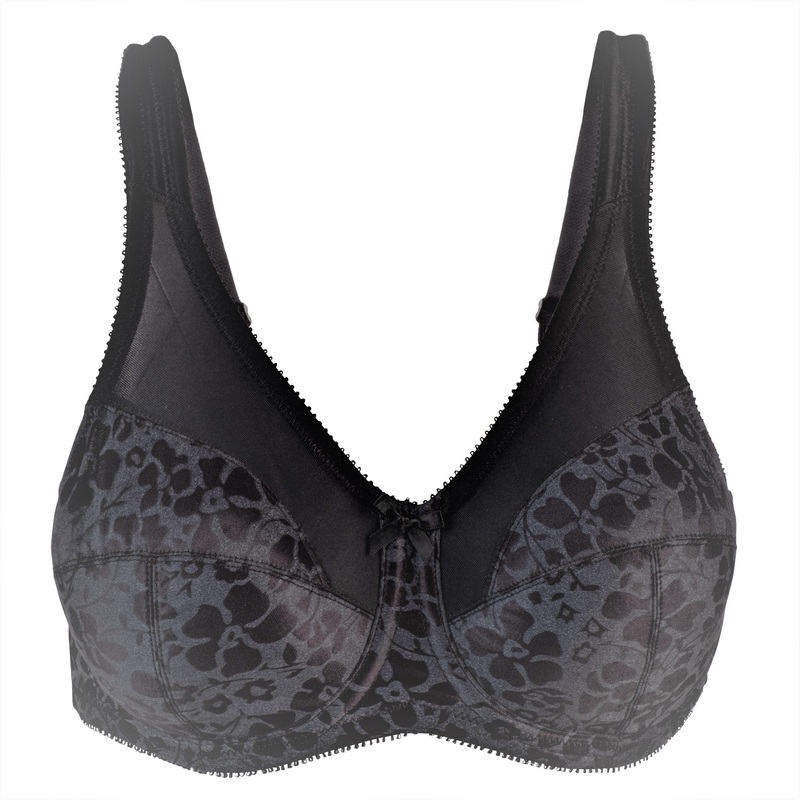 Style 7101 | Brand Printed Full Figure Support Underwire Bra – Black 34C Black