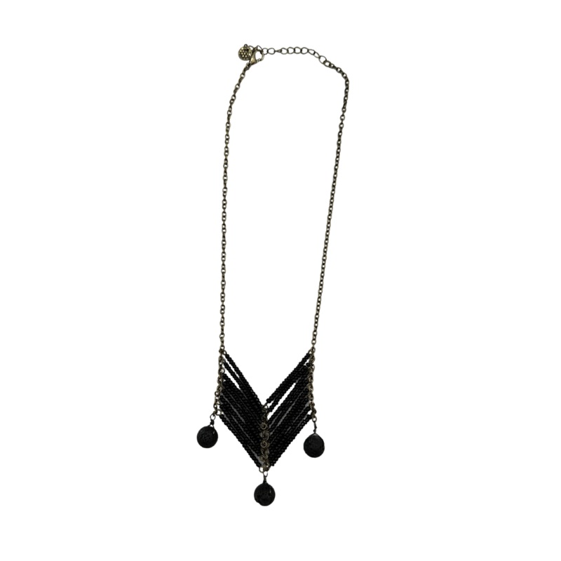 Black and Gold Necklace With Circle Dangles