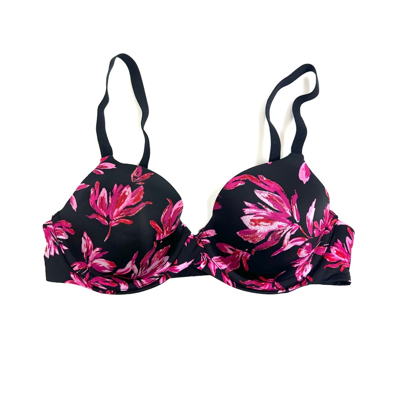 Black and Pink Floral Bra – 34B