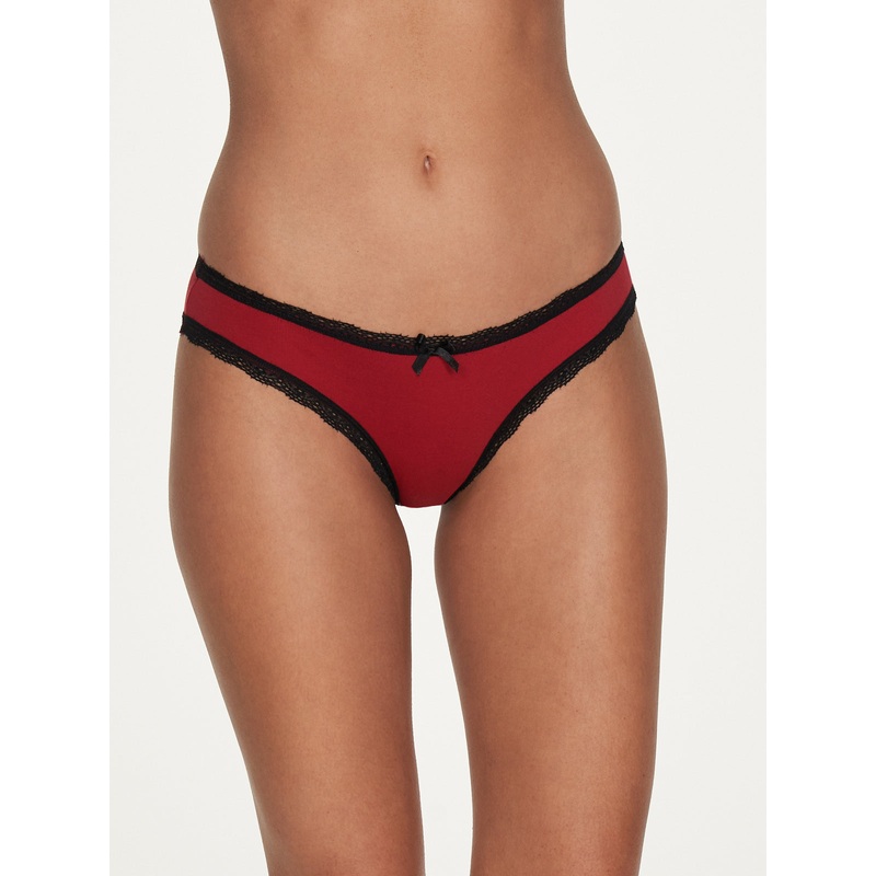Cora Cotton & Lace Hipster Red Dahlia/Black S