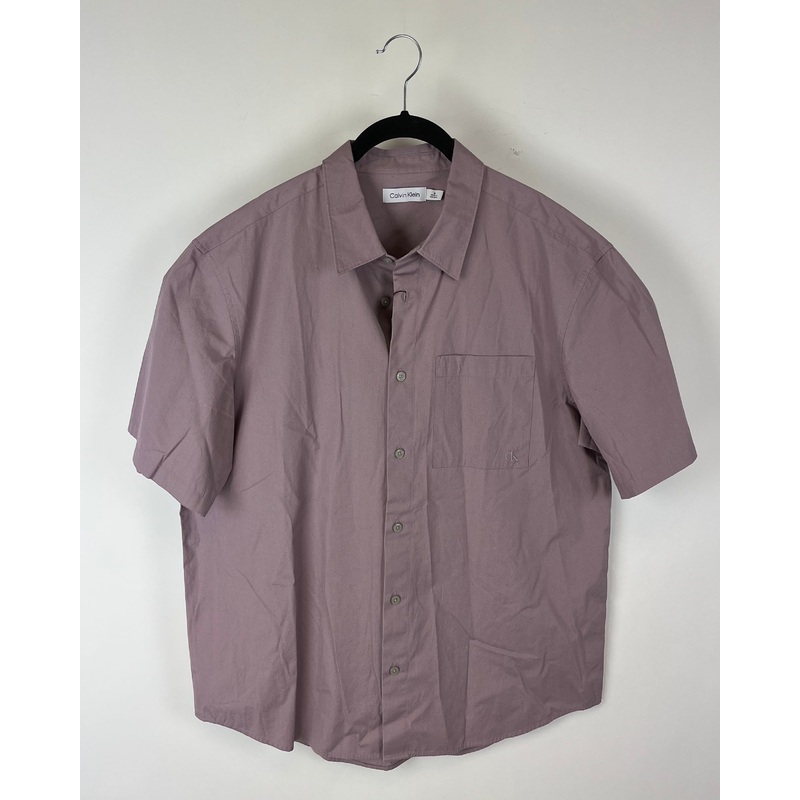 MENS Pale Purple Short Sleeve Button Down Shirt – Medium