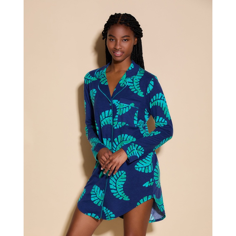 Bedrucktes Nachthemd Leaf/Bright Teal XS