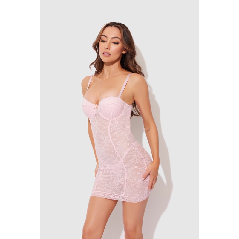 Desiree Lace Chemise Rose S