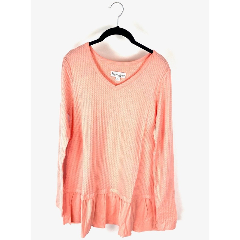 Pink Waffle Long Sleeved Top – Small