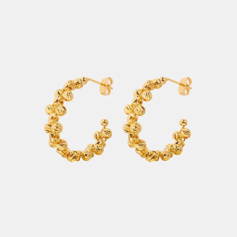 Titanium Steel C-Hoop Earrings Gold One Size
