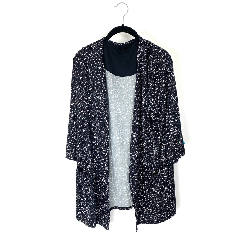 Black and Pink Dotted Print Open Cardigan – Small And Medium Small
