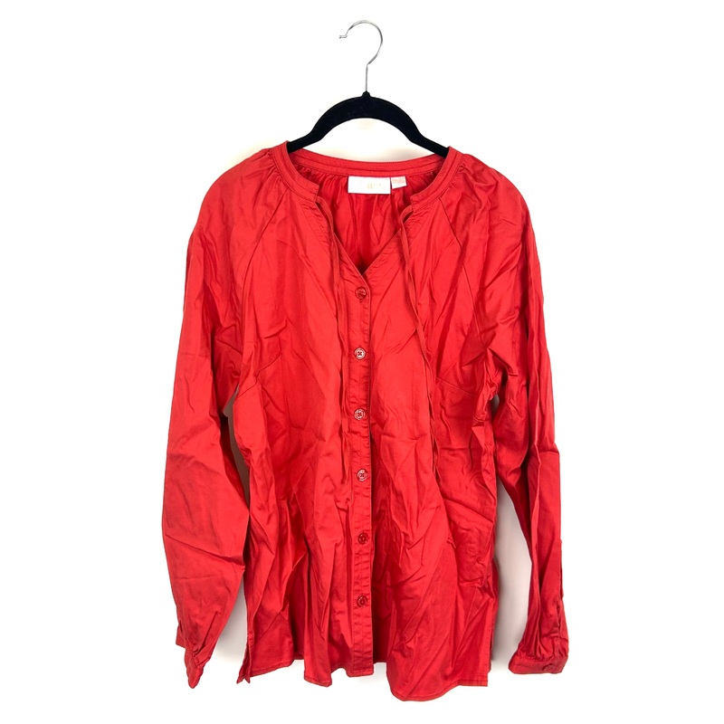 Burnt Red Long Sleeve Button Down Blouse – Size 6/8