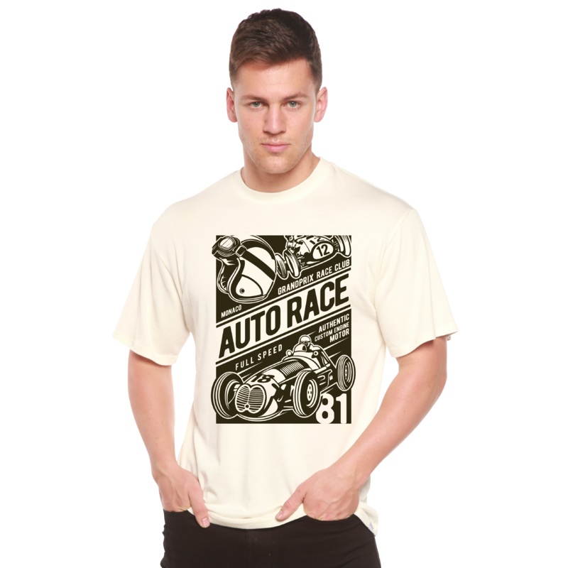 Auto Race Men’s Bamboo Viscose/Organic Cotton Short Sleeve Graphic T-Shirt Medium Black